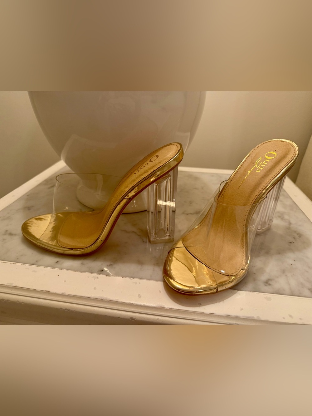 Olivia Jaymes Clear Block Heels Size 7